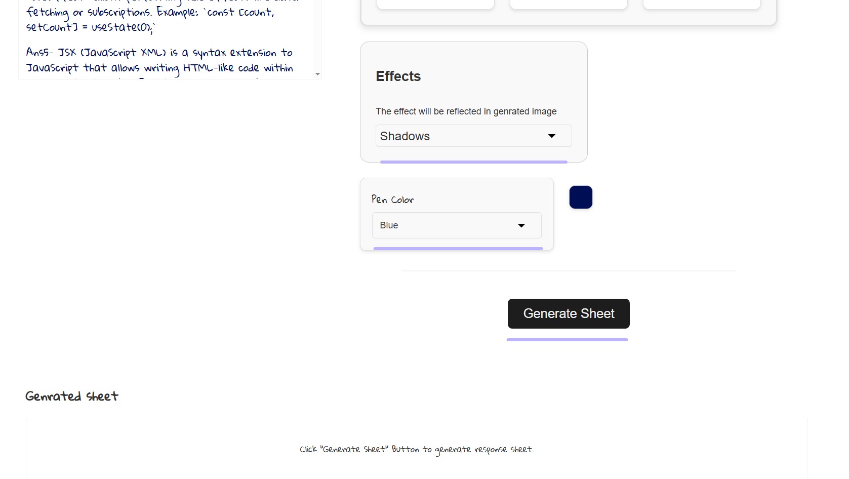 Generate Sheet Button and Result